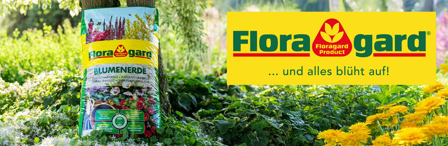 Darstellung von Blumenerdean einem Baum von der Marke Floragard